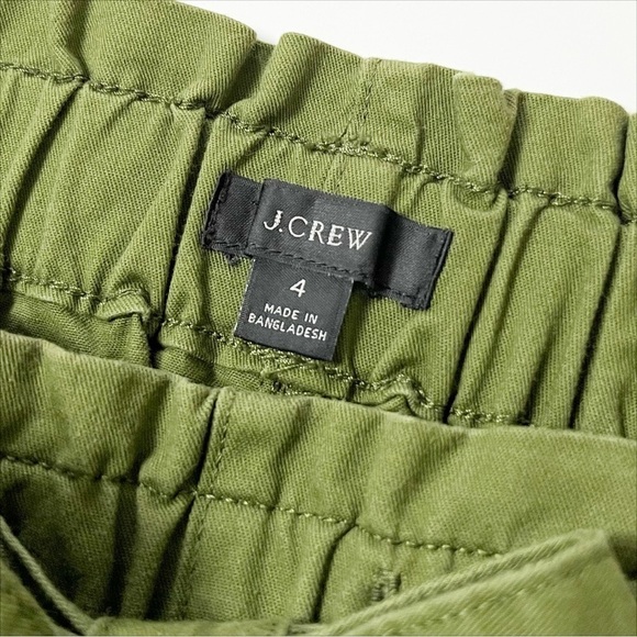J. Crew Paper Bag Pull-On Shorts 4 Small high rise waist midi olive green comfy - Picture 5 of 11